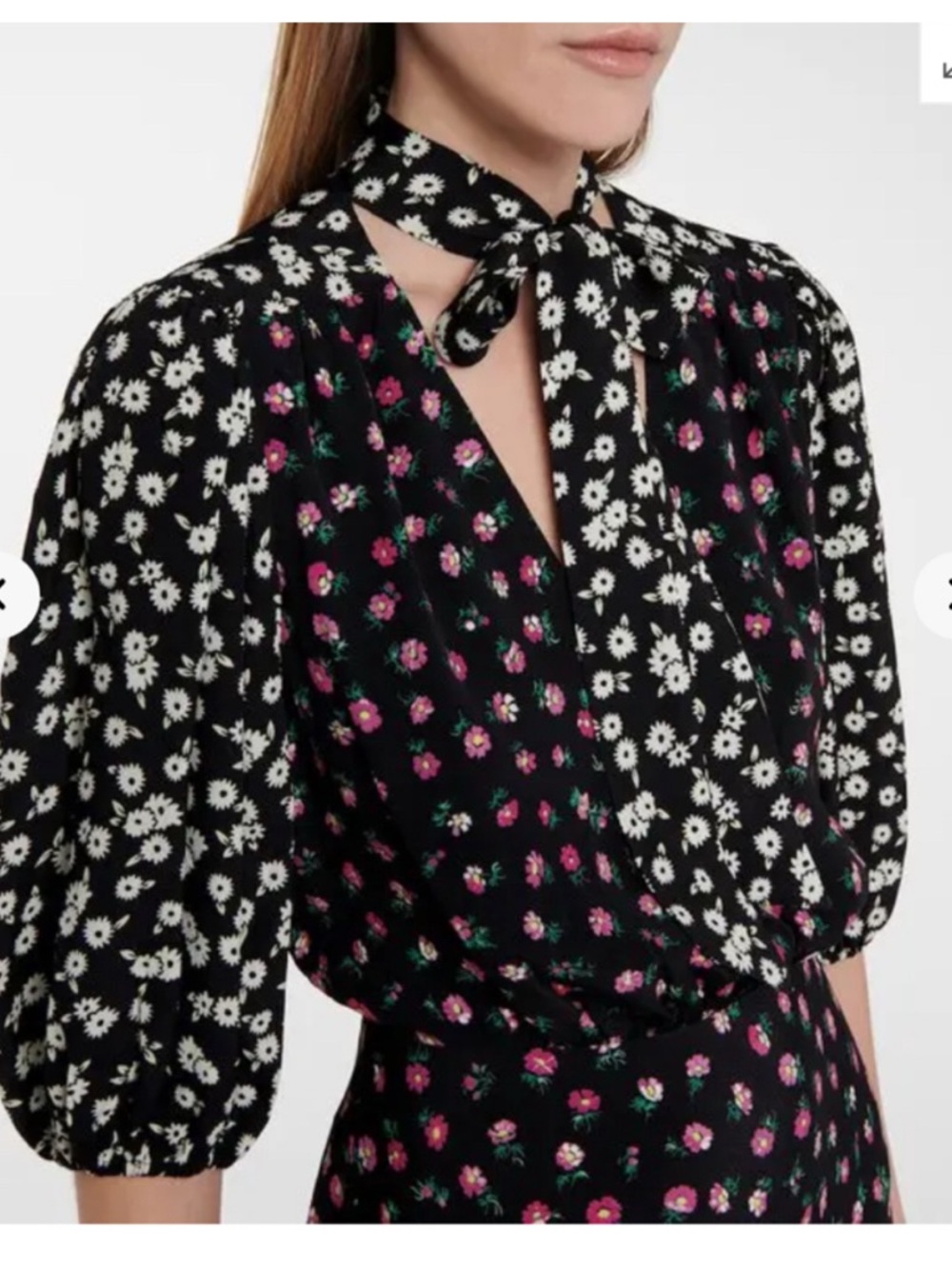 RIXO Annika Black Floral Maxi Dress With Tie Neck Size Small Mixed Print - Picture 2 of 15